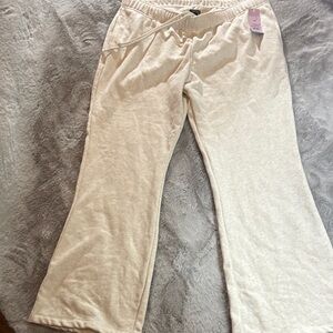 Cream Wide-Leg Lounge Pants